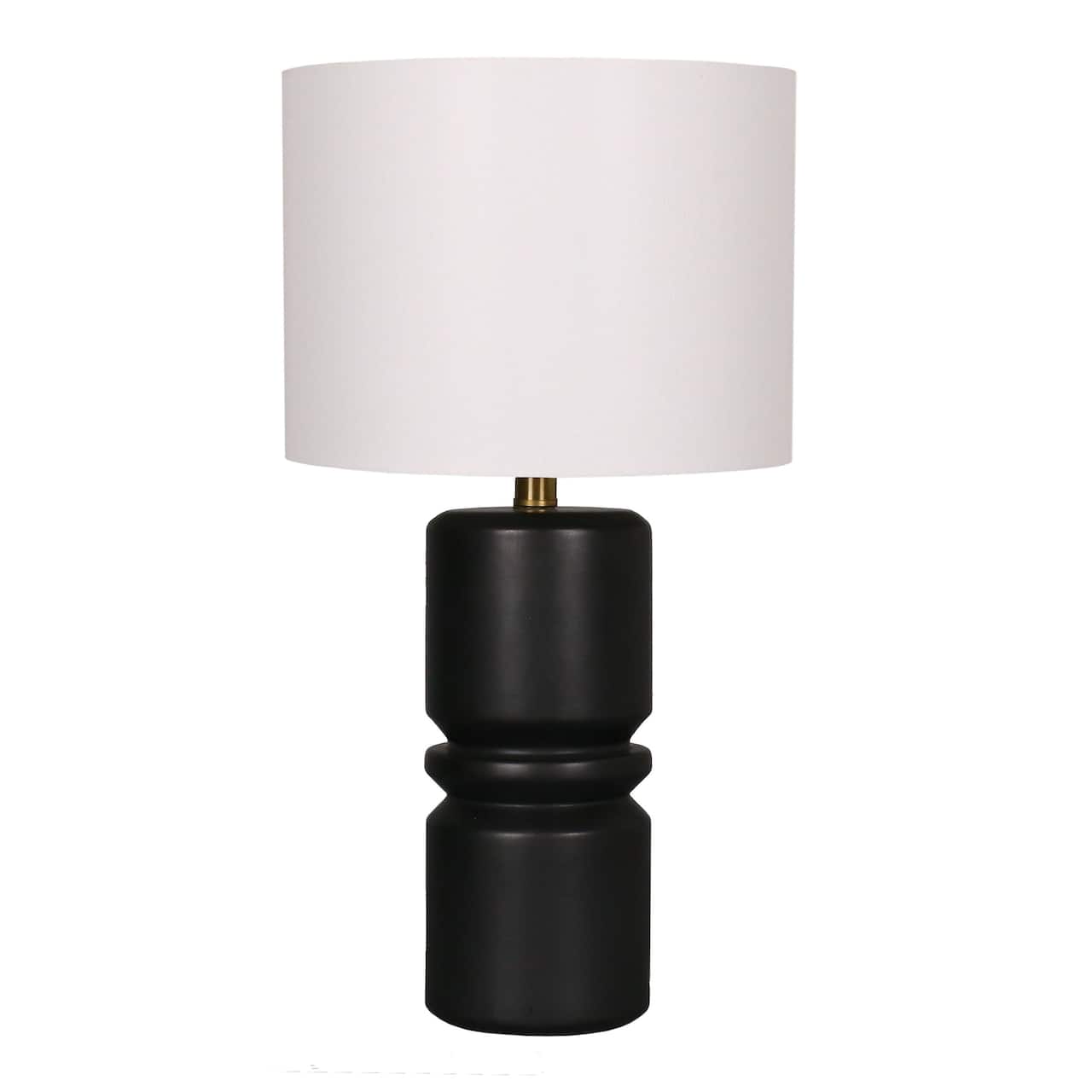 22" Black Ceramic Table Lamp with White Fabric Shade by Ashland®